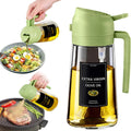 2 in 1 Oil Dispenser,Oil Sprayer for Cooking - 16Oz/470Ml Oil Dispenser for Kitchen,Olive Oil Dispenser Bottle with Stickers