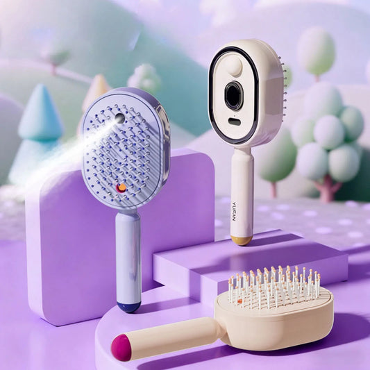Electric Steam Hair Brush with Red Light & Nano Mist